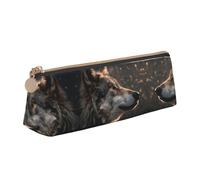 WXWJSHMGC Wolf Looks Ahead Print Leather Pencil Case,Fountain Pen Case,Personalised Portable Big Capacity Study Pencil Case for Secondary School Girls Boys