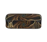 WXWJSHMGC Yellow Abstract Spiral Pattern Print Pencil Case - Cute Pencil Case with Zip Closure Large Pencil Box for Student