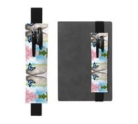 WXWJSHMGC Zen Design Butterfly Print 2pcs Adjustable Elastic Band Pen Holder Pu Leather Pen Sleeve Pouch for Hardcover Journals, Notebooks for Back to School Gift