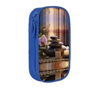 WXWJSHMGC Zen Stone Print Large Capacity Double Layer Pencil Case with Zipper - Durable Fabric School Pouch for Pens,- Ideal for Students