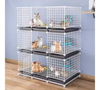 WXXSHGDW Rabbit Cage Indoor, Multi-Layer Breeding Bunny Cage, Small Animal Cage, Metal Rabbit Cage with Tray, Large Rabbit Hutch(White)