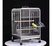 WXXSHGDW Travel Bird Cage, Stainless Steel Bird Cage, Parrot Cage, Bird Flight Cage with Wheels, Tray, Standing Pole, Food Bowl, for Parrots Conures Lovebird Cockatiel Parakeets