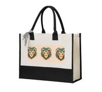 WXXWXD A curious cat Canvas Gift Shopping Bag Small beach bag suitable for shopping and weddings, Cartoon Lion, One Size
