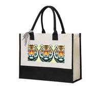 WXXWXD A curious cat Canvas Gift Shopping Bag Small beach bag suitable for shopping and weddings, Little Fat Tiger Head, One Size