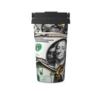 WXXWXD Banknote Patterns Large Capacity Portable Coffee Cup - 12 Hours Of Heat Preservation And Cold Preservation, Suitable For Cars, Offices, Etc.
