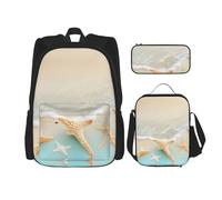 WXXWXD Beach Starfish Large capacity durable school bag + pencil case + lunch bag, accompany your children to study happily every day