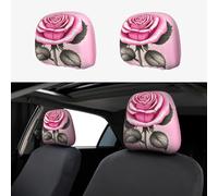 WXXWXD Beautiful Pink Roses Car headrest Cover - 2-Pack, Suitable for Cars/SUVs/Trucks/Vans, etc., to Improve The Comfort in The car