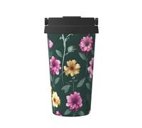 WXXWXD Beautiful Purple Flowers Large Capacity Portable Coffee Cup - 12 Hours Of Heat Preservation And Cold Preservation, Suitable For Cars, Offices, Etc.