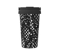 WXXWXD Black And White Corrugated Dots Large Capacity Portable Coffee Cup - 12 Hours Of Heat Preservation And Cold Preservation, Suitable For Cars, Offices, Etc.