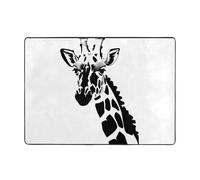 WXXWXD Black and White Giraffe Printed Floor Mat 80x58 Inch, Bedroom Bedside Blanket - Study Room Decorative Mat