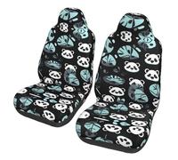 WXXWXD Black and White Panda face Printed car seat Protectors - 2-Piece Set, Suitable for Trucks, Vans, Cars, etc. Easy to Install