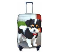 WXXWXD Black and white puppy Printed luggage cover, double stitching all around, high elastic material, suitable for travel and business trip
