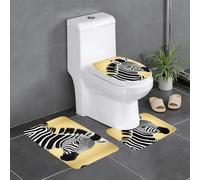 WXXWXD Black and White Zebra Printed Bathroom Rug Set (3 Pieces) for Bathtub/Kitchen/Doorway, Suitable for Indoor and Outdoor use