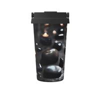 WXXWXD Black Mystery Heart Stone Large Capacity Portable Coffee Cup - 12 Hours Of Heat Preservation And Cold Preservation, Suitable For Cars, Offices, Etc.