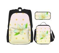 WXXWXD Blooming Daffodils Large capacity durable school bag + pencil case + lunch bag, accompany your children to study happily every day