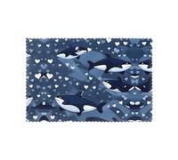 WXXWXD Blue Killer Whale Printed Placemat Set - 12x18 inches for Restaurant/Home/Party/Wedding Decoration