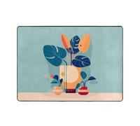 WXXWXD Blue Orange Turtleback Bamboo Printed Floor Mat 80x58 Inch, Bedroom Bedside Blanket - Study Room Decorative Mat