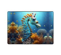 WXXWXD Blue Seahorse Printed Floor Mat 80x58 Inch, Bedroom Bedside Blanket - Study Room Decorative Mat