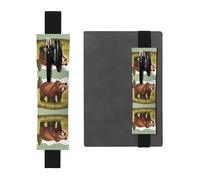 WXXWXD Brown bear walking Printed elastic pencil holder - Back to school stationery, bookmark gifts for besties, children, and teachers