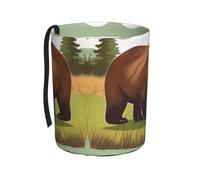 WXXWXD Brown Bear Walking Printed Hanging car Trash can-Suitable for All Types of Cars, Keep The car Clean.