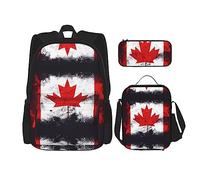 WXXWXD Canadian flag Large capacity durable school bag + pencil case + lunch bag, accompany your children to study happily every day