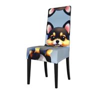 WXXWXD Card Love Fancy Puppy Printed Stretch Square Back Dining Chair seat Cover, Priest Chair, Dining Chair Cover,
