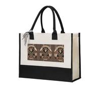 WXXWXD Cartoon cute bunny Canvas Gift Shopping Bag Small beach bag suitable for shopping and weddings, Rustic Lodge Bear, One Size