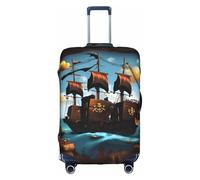 WXXWXD Cartoon pirate ship Printed luggage cover, double stitching all around, high elastic material, suitable for travel and business trip