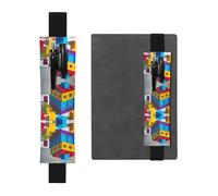 WXXWXD Colorful Building Blocks Printed elastic pencil holder - Back to school stationery, bookmark gifts for besties, children, and teachers