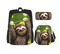 WXXWXD Cute Sloth Large capacity durable school bag + pencil case + lunch bag, accompany your children to study happily every day