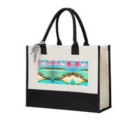 WXXWXD Denmark Danish Flag Canvas Gift Shopping Bag Small beach bag suitable for shopping and weddings, Caribbean Scenery, One Size
