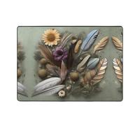 WXXWXD Feather Flower Printed Floor Mat 80x58 Inch, Bedroom Bedside Blanket - Study Room Decorative Mat
