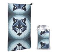 WXXWXD Fierce Wolf Head Printed Microfiber Quick-Drying Towel, Fast Drying and Water Absorption, Suitable for Camping, Beach, Gym, Travel, Yoga and Swimming