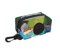 WXXWXD Flamingo and swimming pool Printed pet travel waste bag storage bag, soft, durable and lightweight, suitable for dog walking, hiking and running.