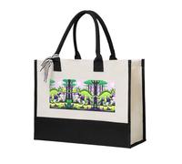 WXXWXD Green Creeper Canvas Gift Shopping Bag Small beach bag suitable for shopping and weddings, Green Dinosaur, One Size