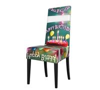 WXXWXD Happy Birthday Beautiful Printed Stretch Square Back Dining Chair seat Cover, Priest Chair, Dining Chair Cover,
