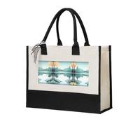 WXXWXD Little Bridge in the East Canvas Gift Shopping Bag Small beach bag suitable for shopping and weddings, Fallen Leaves on a Tranquil Lake, One Size