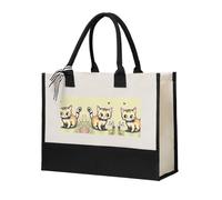 WXXWXD Little Bridge in the East Canvas Gift Shopping Bag Small beach bag suitable for shopping and weddings, Cat and Butterfly, One Size
