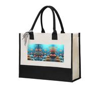 WXXWXD Little Bridge in the East Canvas Gift Shopping Bag Small beach bag suitable for shopping and weddings, Coral Fish Underwater, One Size