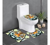 WXXWXD Little Fat Tiger Head Printed Bathroom Rug Set (3 Pieces) for Bathtub/Kitchen/Doorway, Suitable for Indoor and Outdoor use