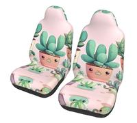 WXXWXD Lovely Succulent Plants Printed car seat Protectors - 2-Piece Set, Suitable for Trucks, Vans, Cars, etc. Easy to Install