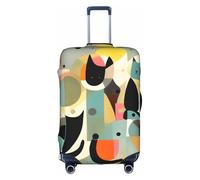 WXXWXD Mid-Century Modern Art Cat Printed luggage cover, double stitching all around, high elastic material, suitable for travel and business trip