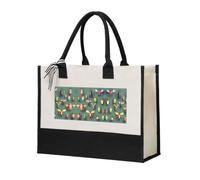 WXXWXD Pink plant flowers Canvas Gift Shopping Bag Small beach bag suitable for shopping and weddings, Insect Atlas, One Size