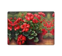 WXXWXD Red Geraniums Printed Floor Mat 80x58 Inch, Bedroom Bedside Blanket - Study Room Decorative Mat