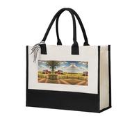 WXXWXD Sahara Desert Canvas Gift Shopping Bag Small beach bag suitable for shopping and weddings, Ranch View, One Size