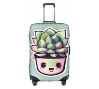 WXXWXD Smiling Succulents Printed luggage cover, double stitching all around, high elastic material, suitable for travel and business trip