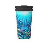WXXWXD Submarine Coral Rays Large Capacity Portable Coffee Cup - 12 Hours Of Heat Preservation And Cold Preservation, Suitable For Cars, Offices, Etc.