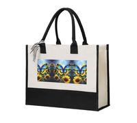 WXXWXD Sunflower Blue Butterfly Canvas Gift Shopping Bag Small beach bag suitable for shopping and weddings