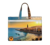 WXXWXD Sunset in Barcelona Canvas Tote File Bag Work shoulder bag Handbag Suitable for travel and office use