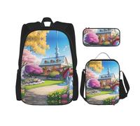 WXXWXD Unicorn Fairy Tale Large capacity durable school bag + pencil case + lunch bag, accompany your children to study happily every day, Black, One Size